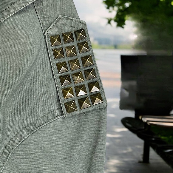 Mudd Army Green Studded Military Jacket - Picture 13 of 17